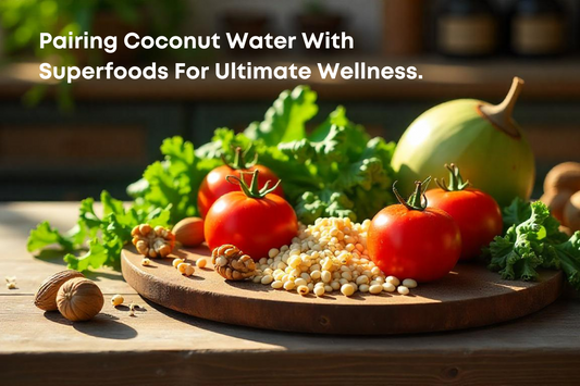 Superfoods and coconut water on the table
