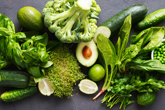 Organic green vegetables in a bunch.